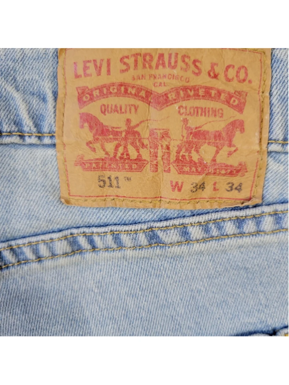 Levi's Jeans 511 Slim Straight Distressed Blue Size 34/34 Men's Excellent Cond